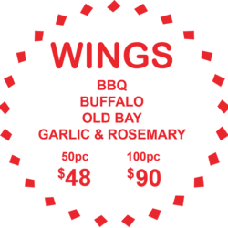 wings from Spizzico for catering